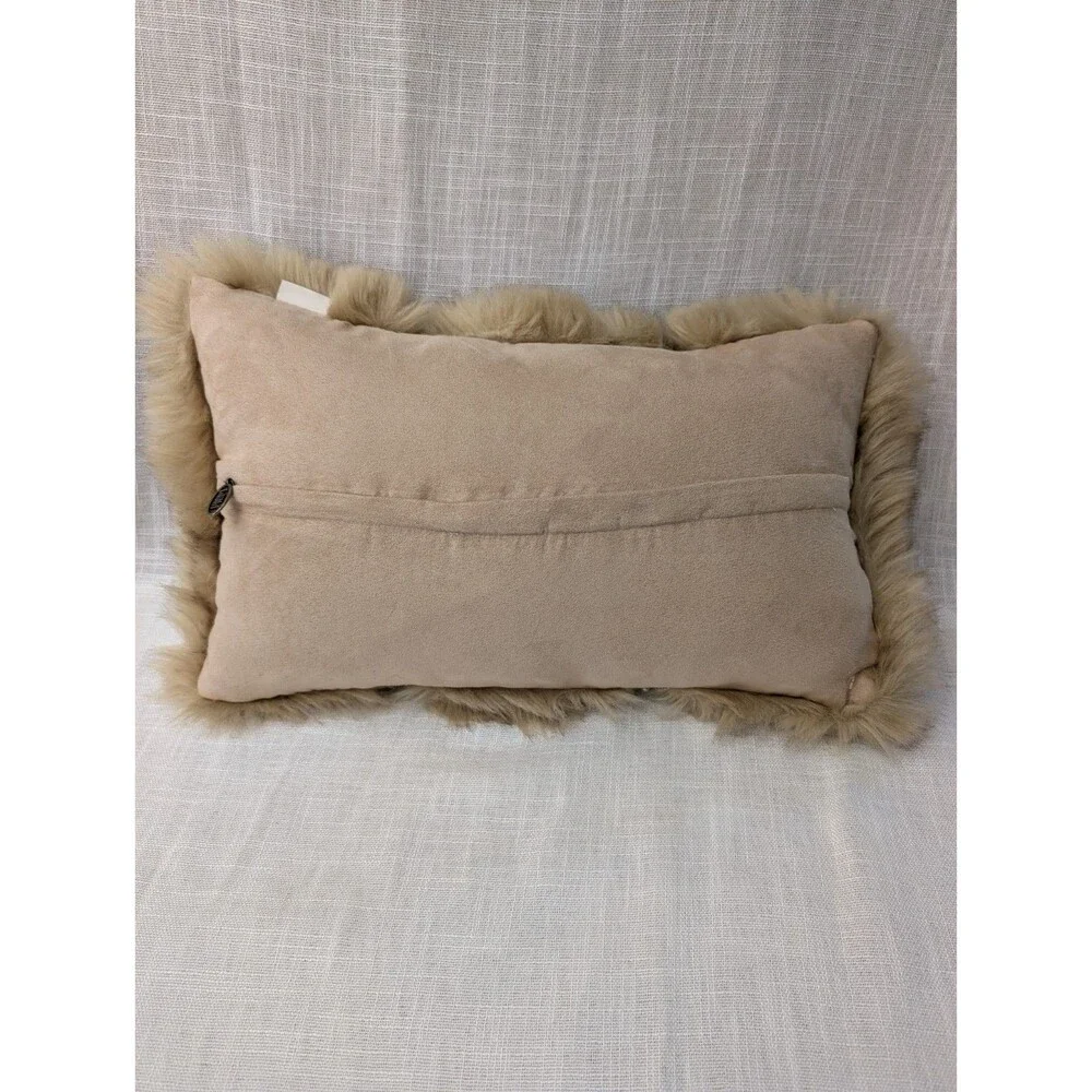 Pier 1 Imports Faux Fur with Faux Pearls Throw Pillow Rectangle Lumbar 11 x 19
